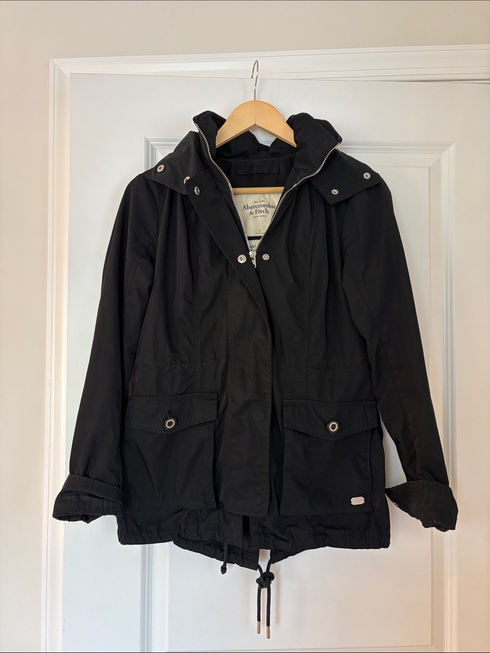Abercrombie & Fitch Black Women's Hooded Rain Jacket
